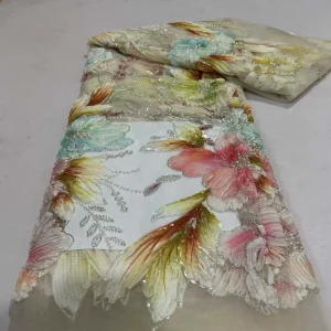 European and American style color flower mesh embroidery fabric
