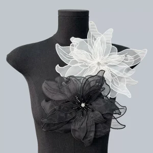 Beaded three-dimensional embroidery big flower wedding dress headdress