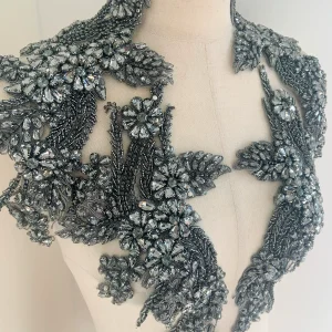 High-grade gray rhinestone applique wheat ear glass