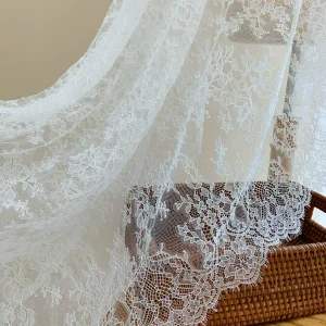 White Beaded French eyelashes lace