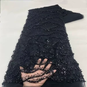 Bubble bead embroidery sequinned mesh Lace